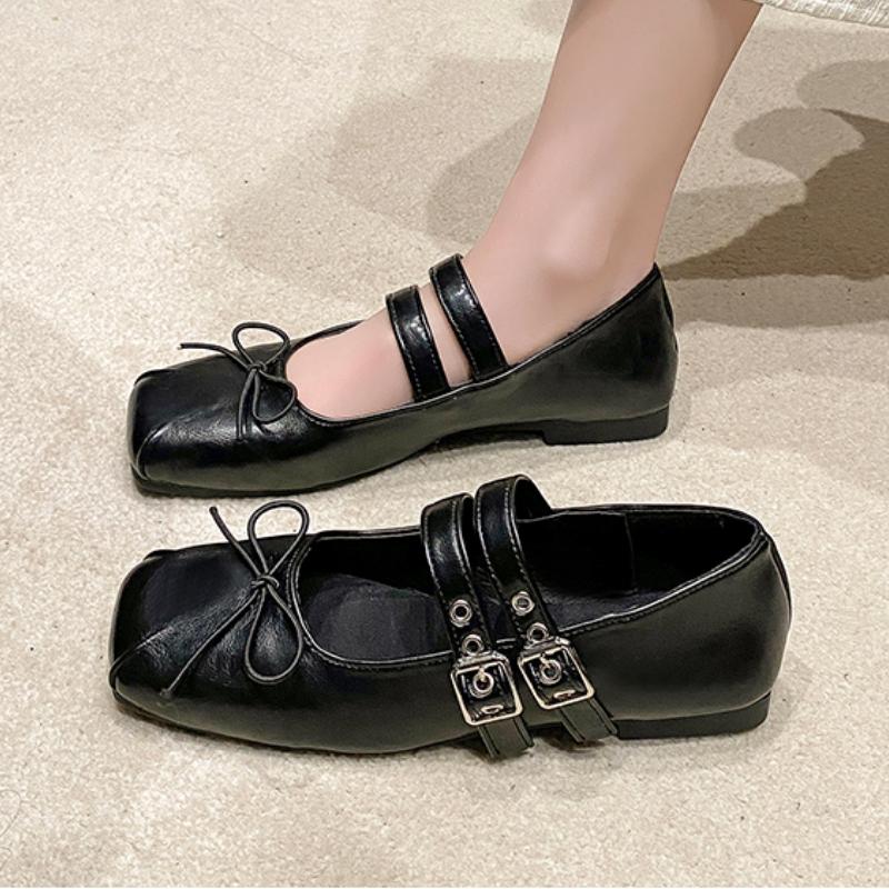 

Модные дизайнерские весенние женские туфли Мэри Джейн Модные туфли с квадратным носком Комфортные женские туфли на плоской подошве с мягкой подошвой Женские удобные балетки 35 чёрный