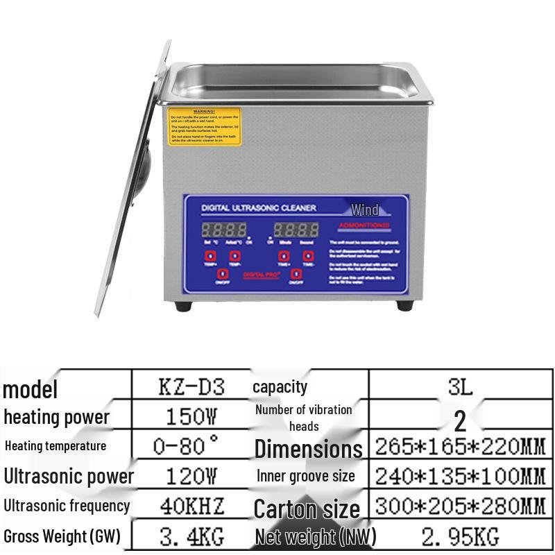 Stainless Steel 304 Ultrasonic Cleaner for Degreasing & Rust Removal in Labs & Dental Use