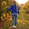 Damen Freizeit V-Ausschnitt Knopfleiste Langarm Pullover für Herbst Winter Alltagsmode