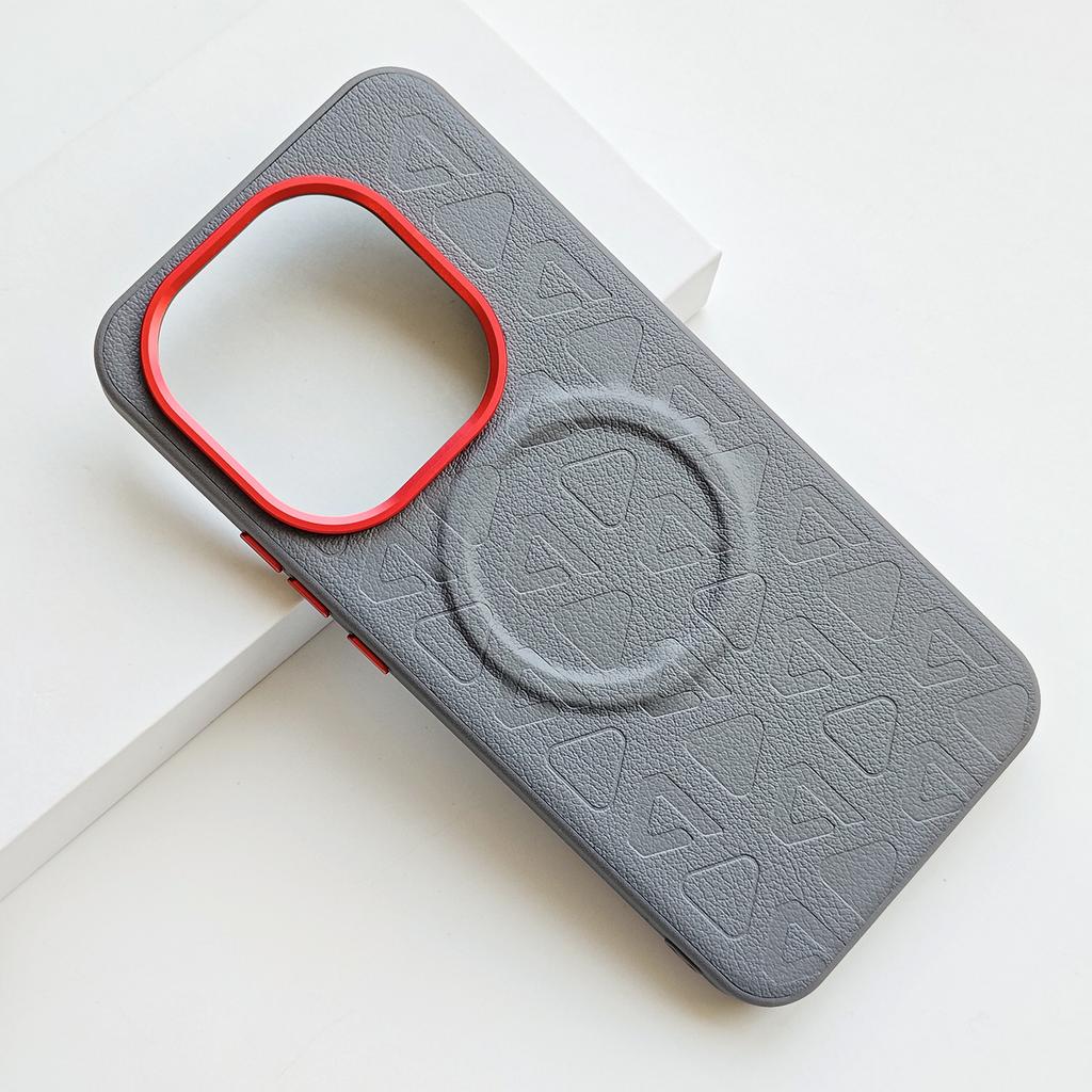 For Vivo iQOO 15 Ultra Case Magnetic Plain Leather Printing Lens Frame Anti-Fingerprint Soft Silicone Cover