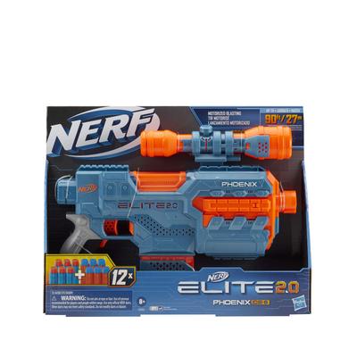 Nerf Elite 2.0 Phoenix CS-6 Elektrischer Blaster mit 12 Offiziellen Darts, Magazin, Abnehmbarem Zielfernrohr, Taktischer Schiene und Lauf-Schaft-Aufsätzen (E9961).