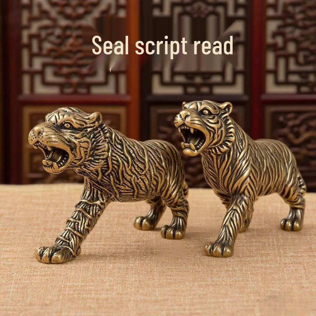 Brass Tiger Zodiac Figurine - Desktop & Handheld Toy Home Decoration