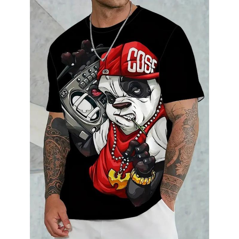 Fun Cartoon Duck Print Men's T-Shirt Casual Summer Casual Short Sleeve Pullover Fashion T-Shirts Outdoor Male Overszied Clothing
