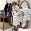 90 weiße Entendaunenjacke, neue Puff Damen mittel und lang Knie verdickt Winter kalt warm Jacke