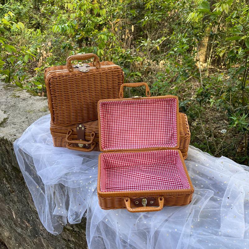 Large Rattan Handwoven Handbag for National Day, Mid-Autumn Festival, Wedding Souvenir, or Outdoor Photo Props