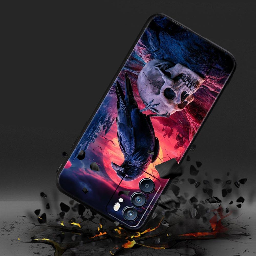 Black Raven Phone Case For Oppo A17 A31 A54 A57 A78 A79 A98 Find X5 X6 Reno 6 7 8 10 11 12 13 F Pro 5G Soft TPU Cover Fundas Bag