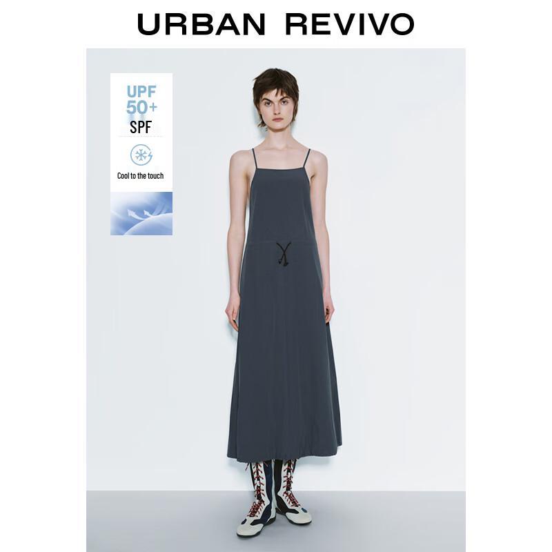 

UR Women s Drawstring Cross Strap Slit Back Dress L