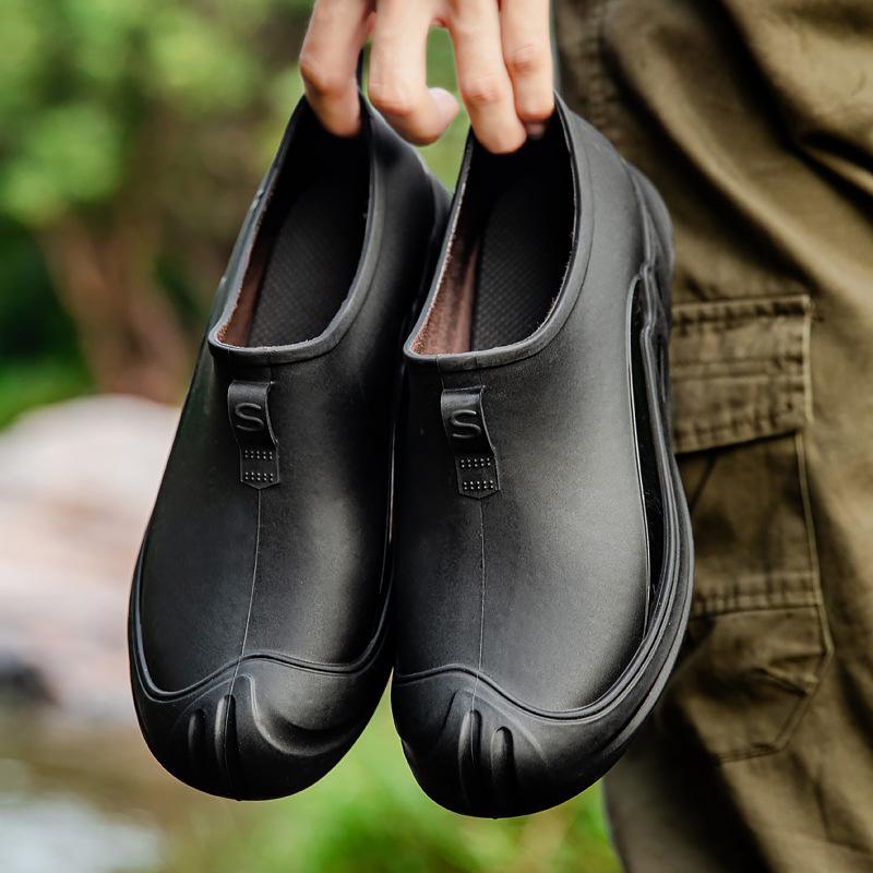 New Rain Shoes Short Tube Men's Adult Waterproof Shoes Rain Boots Wear-resistant Rubber Shoes Fashion Kitchen Water Boots Men