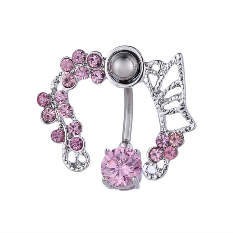 Anello Ombelico a Forma di Cuore Ornamento Goccia d'Acqua 14G Bilanciere Piercing Ombelico Pendente Belly Nombril Piercing Gioielli Donna