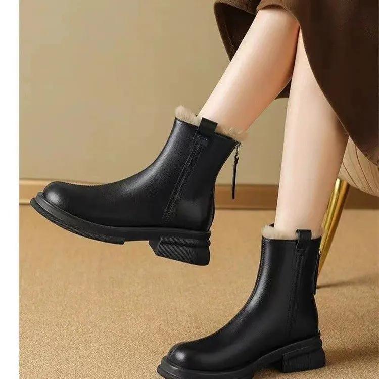 Fashion Spring Autumn New Beautiful Snow Boots Winter Warm and Thick Bottom Increased Anti slip Wear resistant Cotton Boots with Velvet