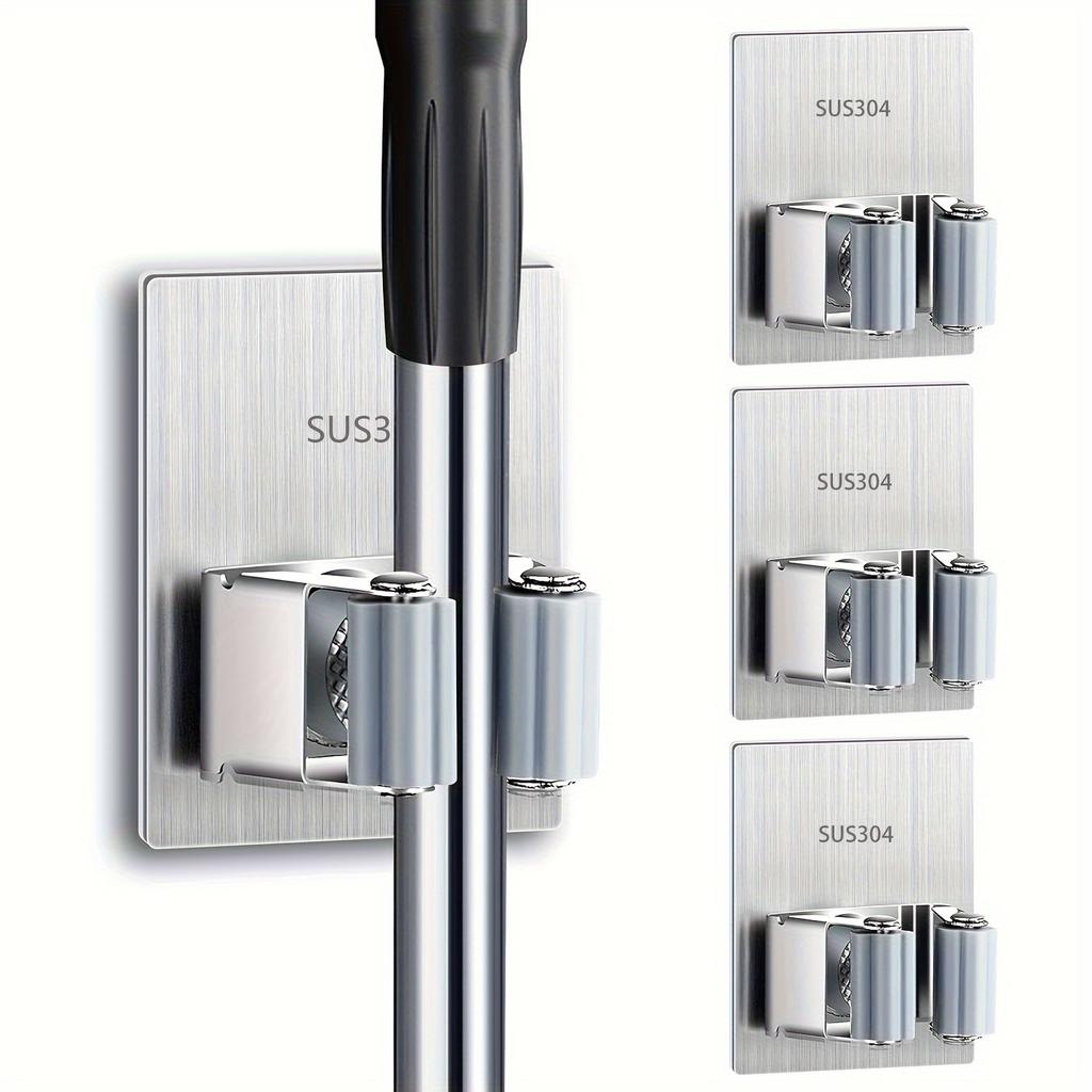 Wall Mounted Storage Rack Broom Holder Multi-functional Hook Space Saving Tool Organizer for Bathroom Kitchen Storage Shelf 1PC