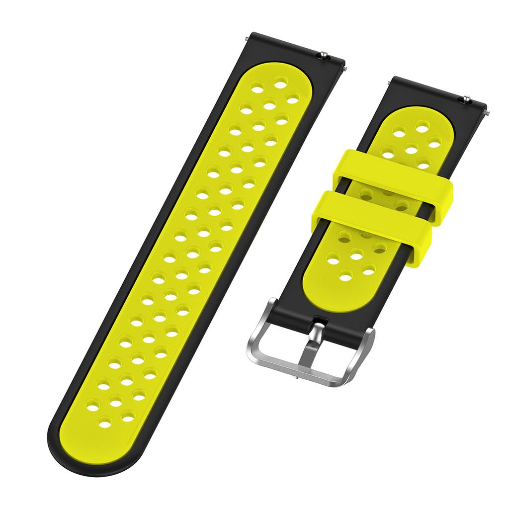 22mm Breathable Dual Color Silicone Watch Strap Wristband with Multiple Holes Design for Huawei Watch GT3 46mm/Samsung Gear S3 Frontier/Classic