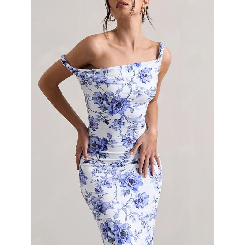 2025 Summer Sexy Halter Leopard Printed Suspender Dress New Fashion Elegant Sleeveless Bodycon Slim Long Party Dresses Women Clothing