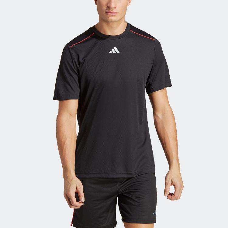 adidas Workout Base Logo Tee Black/Transparent Men Streetwear IB7901