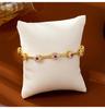 Vietnamesisches Sandgold Perlenarmband mit Zirkon-Blumen-Einlage - Damen Luxus Langlebiger Schmuck