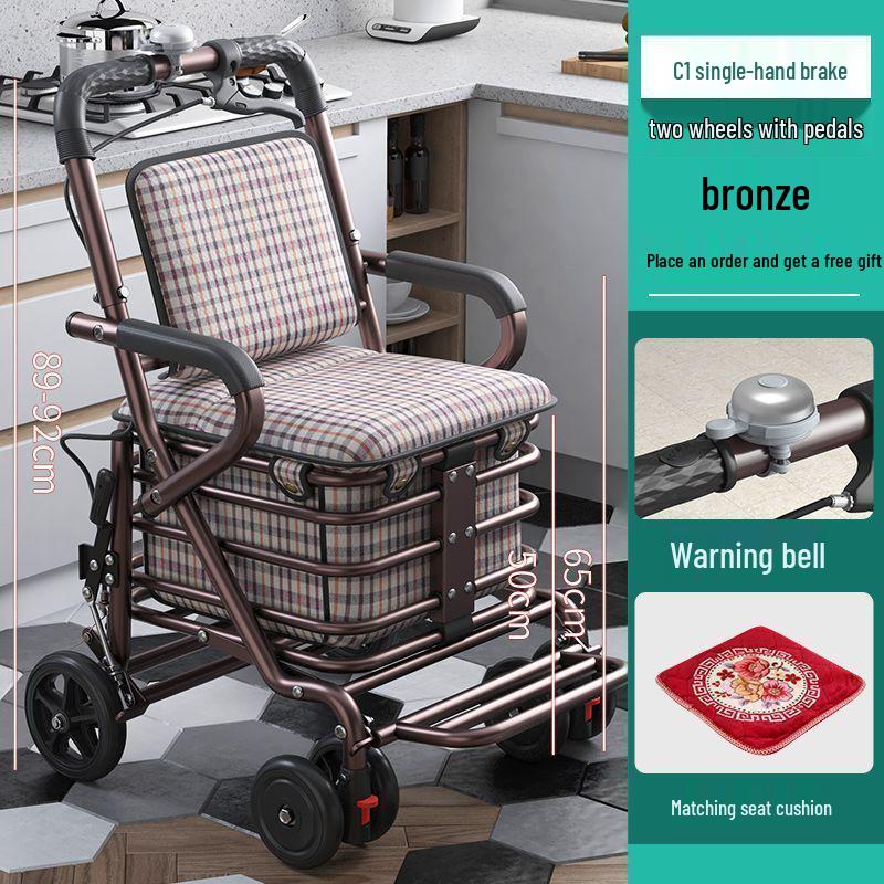 Leide Zhu Foldable Mobility Handcart: Sit & Push Shopping Trolley for Elderly