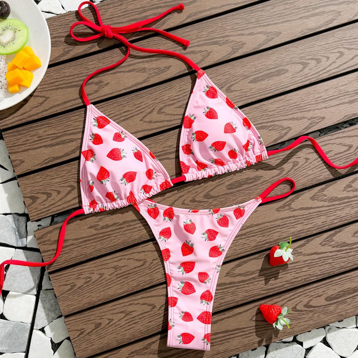 

2025 Stylish European & American Printed Backless Sexy Split Bikini Swimsuit for Women Large цветочный