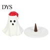 Resin Ghost Statue Incense Burner, Christmas Hat Holder, with Decorative Figurine Cones, Cone Holder for Yoga Room Home Halloween Decor Burner