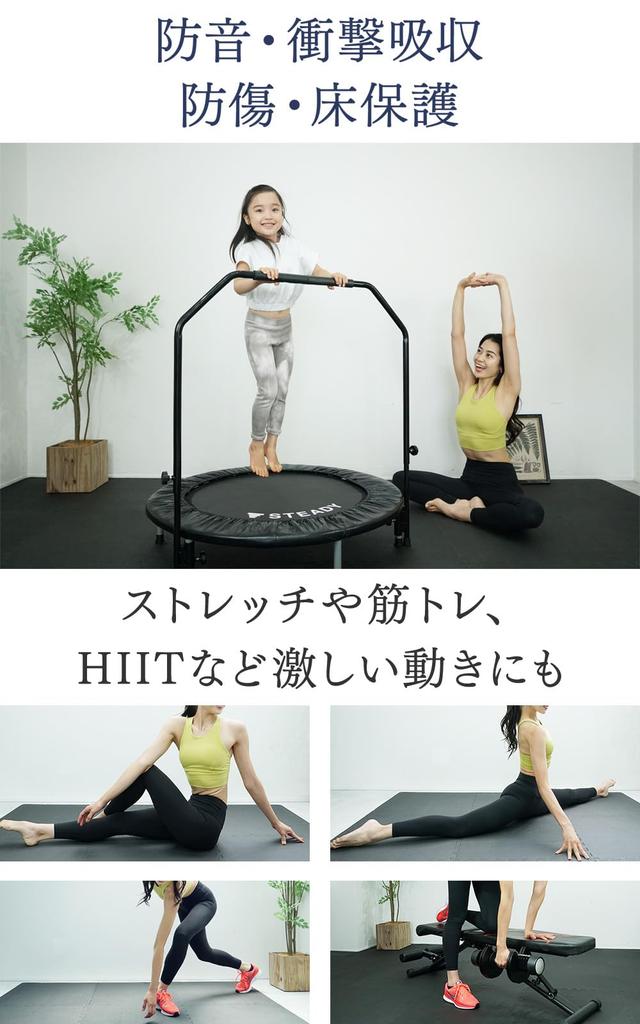 STEADY JAPAN Interlocking Nano Soundproofing and Shock Scratch Floor ST136 Mats, 65x65x1.2cm (24x24x12 inch) [High-Density Foam™, Absorption,