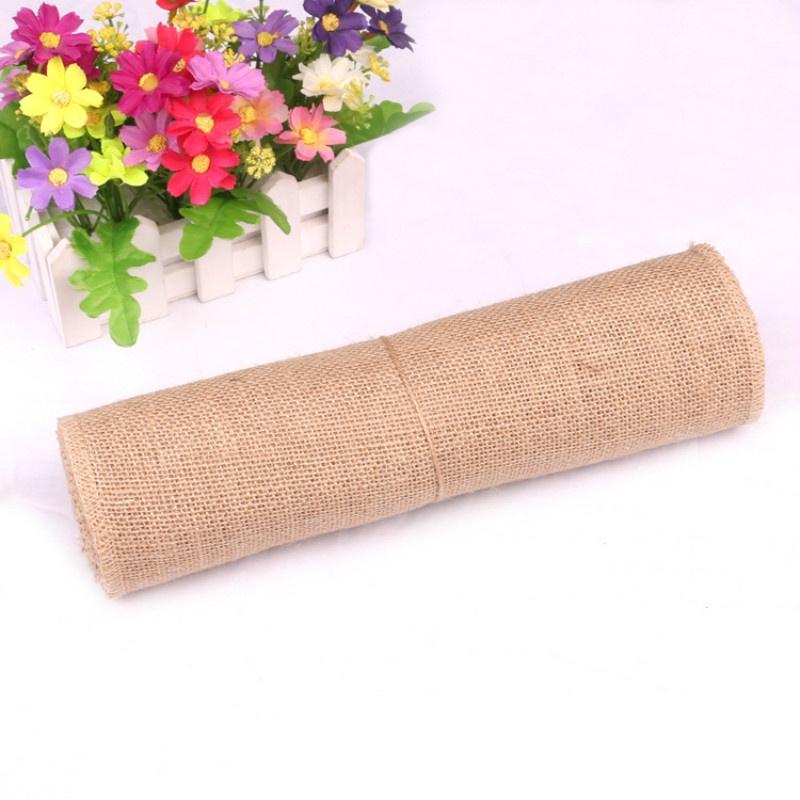 10 M * 30 Cm Natural Yellow Linen Ribbon Wedding Party Chair with Retro Home Decorations