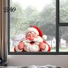 Waterproof Christmas Stickers Peeking Santa Claus Static Window Cling, 3D Effect Indoor Outdoor Decor Sticker, Reusable Glass Decal for Home