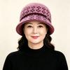Autumn and Winter Hat Women's Fashion Bucket Hat Middle-aged and Elderly Mother Basin Hat Plush Warm Wool Hat Old Lady Knitted Hat