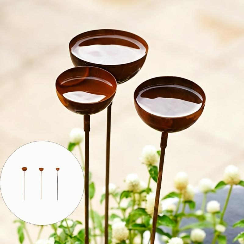 Retros Styles Rain Chain Decoration With Water Collection Cup Iron Rainwater Collector Decorative Stake For Gardens