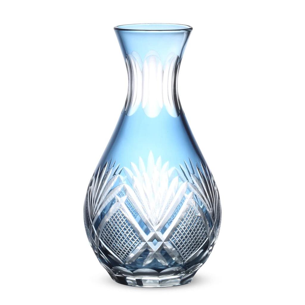 Nostalgia Kiriko Sake Flower and Arrow Ink Current Model J-kitchens Bottle, 43xH143mm, 290cc, Design, Blue,