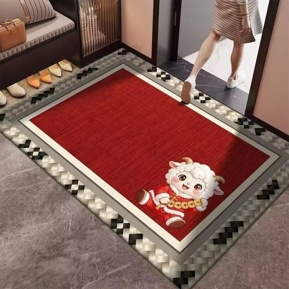 Cartoon Lamb Chinese Sheep Year Floor Mat Sheep Printed Welcome Door Mat Spring Festival