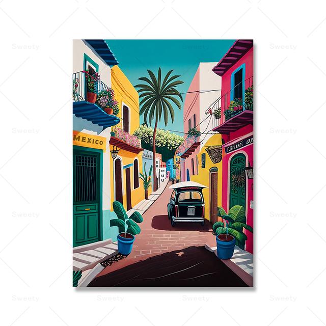 Mexican Street Colorful Art Works Wall Art Prints Vivid Travel Canvas Painter