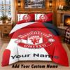 Set Biancheria da Letto 3 Pezzi con Motivo Manchester United, Nome Personalizzabile, Lenzuolo e Federe per Camera da Letto di Casa
