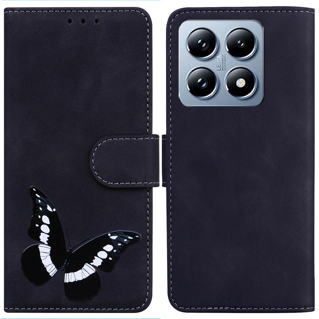 For Xiaomi 14T Pro Stand Case PU Leather Phone Cover Butterfly Printed