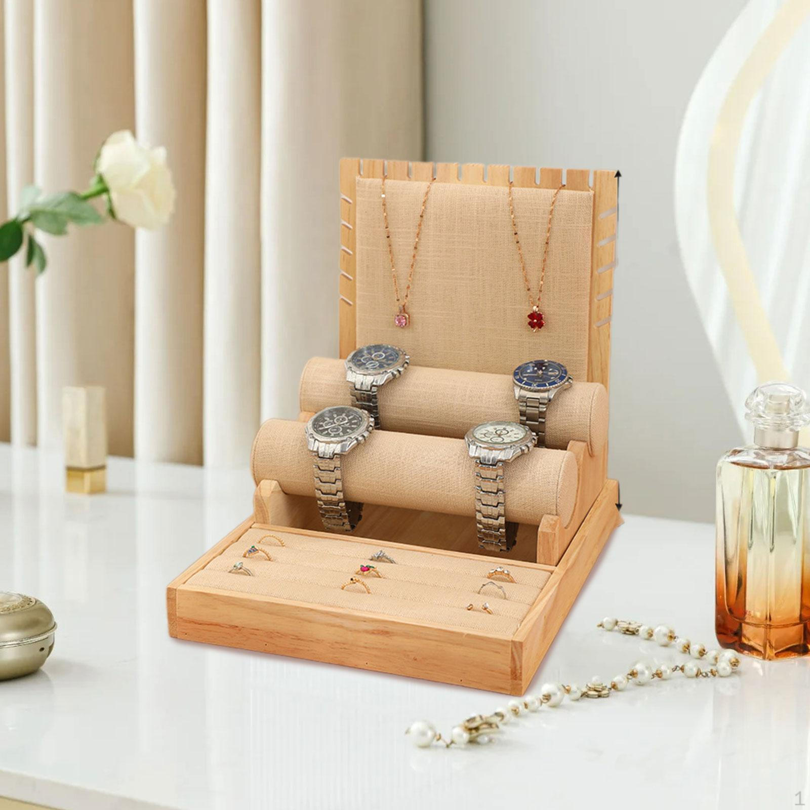 

Подставка-органайзер для ювелирных изделий из дерева, экономящая место подставка для столешницы 3 in 1