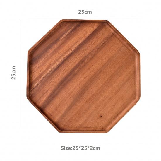 Natural Acacia Wood Serving Trays Octagonal & Rectangular Wooden Platters for Food, Coffee, Dessert, Decor, Kitchen Organizer