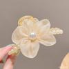 Pince à cheveux été fleur perle attrape-cheveux bandeau cheveux mignon femme coréen grand requin à l'arrière de la tête haut
