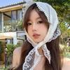 Cute Sweet Retro Lace Floral Head Scarf Trend Elegant Headwear For Women Girl Triangular Scarf Headband To Tie Hair