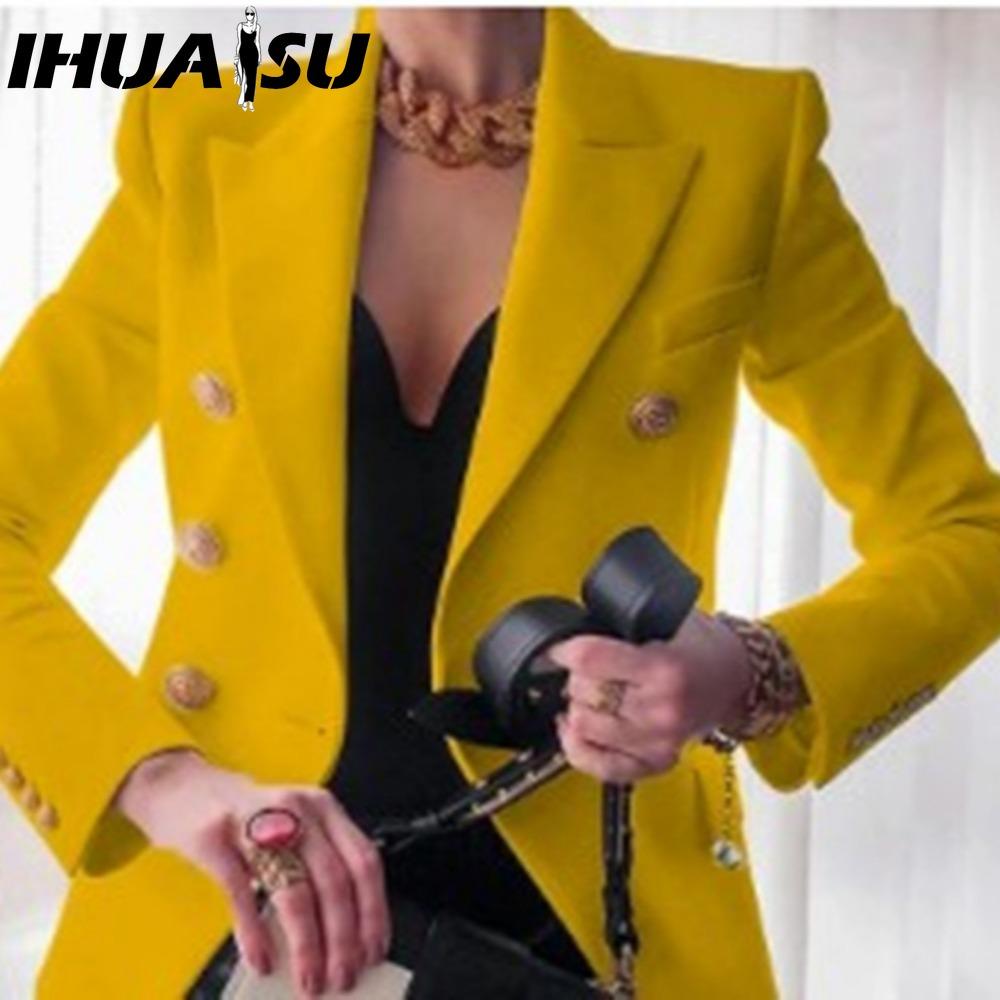 

IHUASU Женские винтажные повседневные куртки и пальто с клетчатым принтом, с длинным рукавом, с воротником поло, на осень-зиму XXXL жёлтый