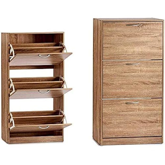 Range-chaussures - GIFT DECOR - Chêne Contre-plaqué - 60 cm - 24 cm - Meuble d’entrée