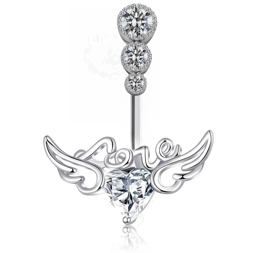 

Angel Wings LOVE Zircon Belly Button Ring
