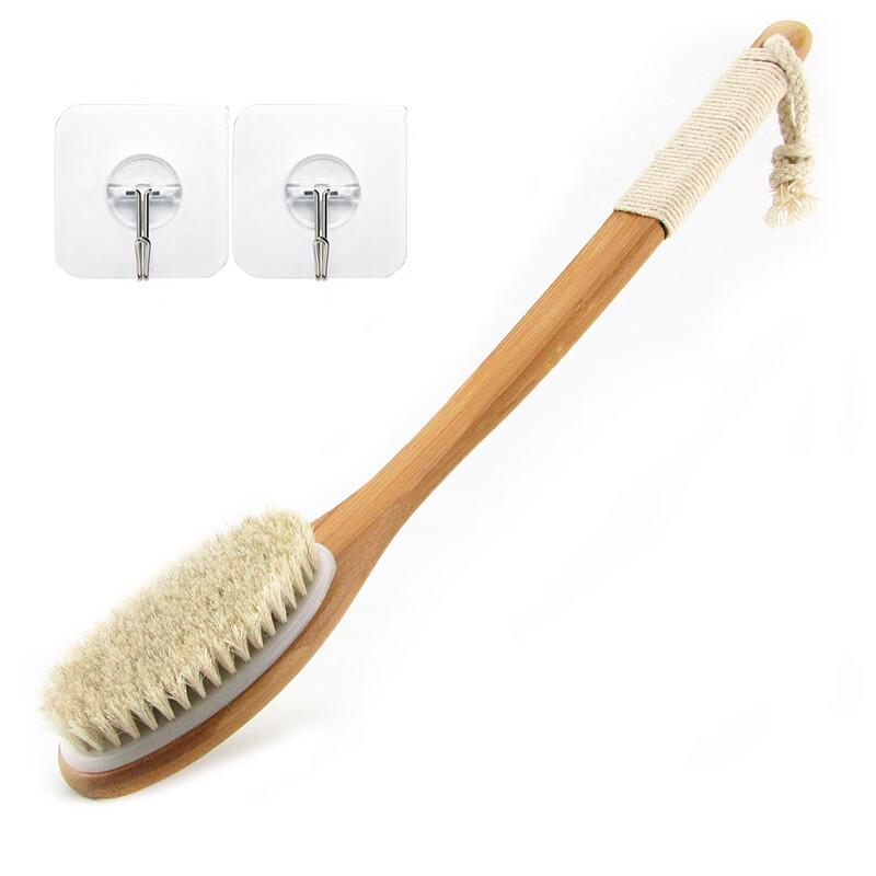 Long Curved Handle Horsehair Bath Brush