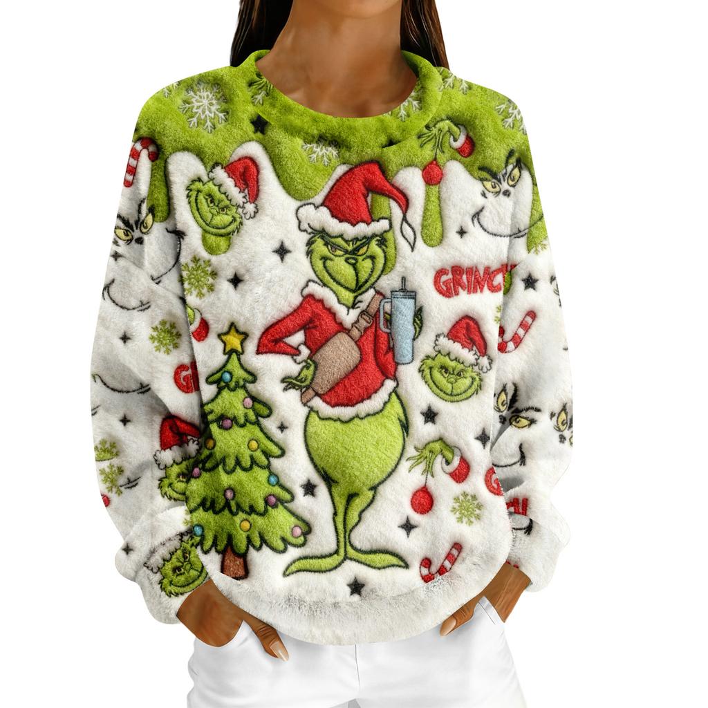 Women's Fleece Hoodie Long-Sleeve Round  Neck Casual Comfortable Loose-Fit Lightweight Women's Hoodie