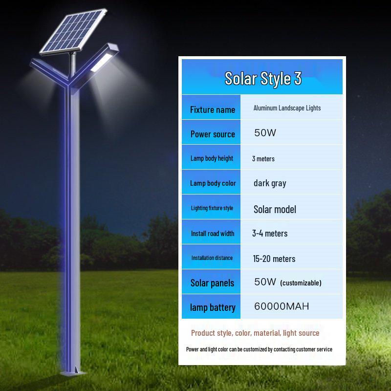 3-Meter Modern Aluminum Solar Courtyard Light - Waterproof & Rustproof for Outdoor Use