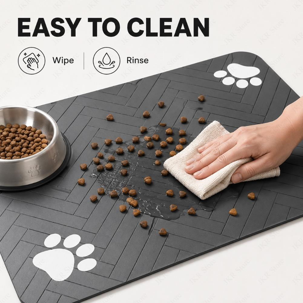 Quick Dry Pet Food Mat Absorbent Waterproof Bowl Placemat with Rubber Backing for Dog Cat Feeding Area Floor Protection