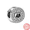 Authentic 925 Sterling Silver Rose Gold Round Cutout Pavé & Heart Anniversary Charm Fit Fashion Bracelet Jewelry Graduation Gift