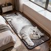 3D Realistic Cat Shaped Rug Soft Fluffy Bedside Runner Non-slip Floor Mat Absorbent Washable Plush Carpet For Bedroom Bathroom