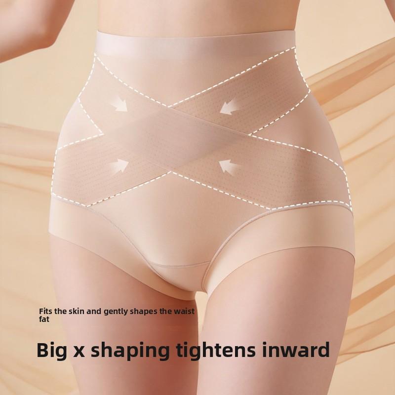 Übergröße Damen Sommer Körperform Kreuz Längere Schrittpartie Keine Spuren Hoher Bund Bauchstraffend Hüft-Slips