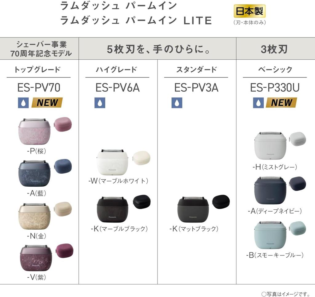 Panasonic Lamdash Palm Shaver Men's Shaver ES-PV70-P 70th Anniversary Stone Finish 5-Blade Sakura