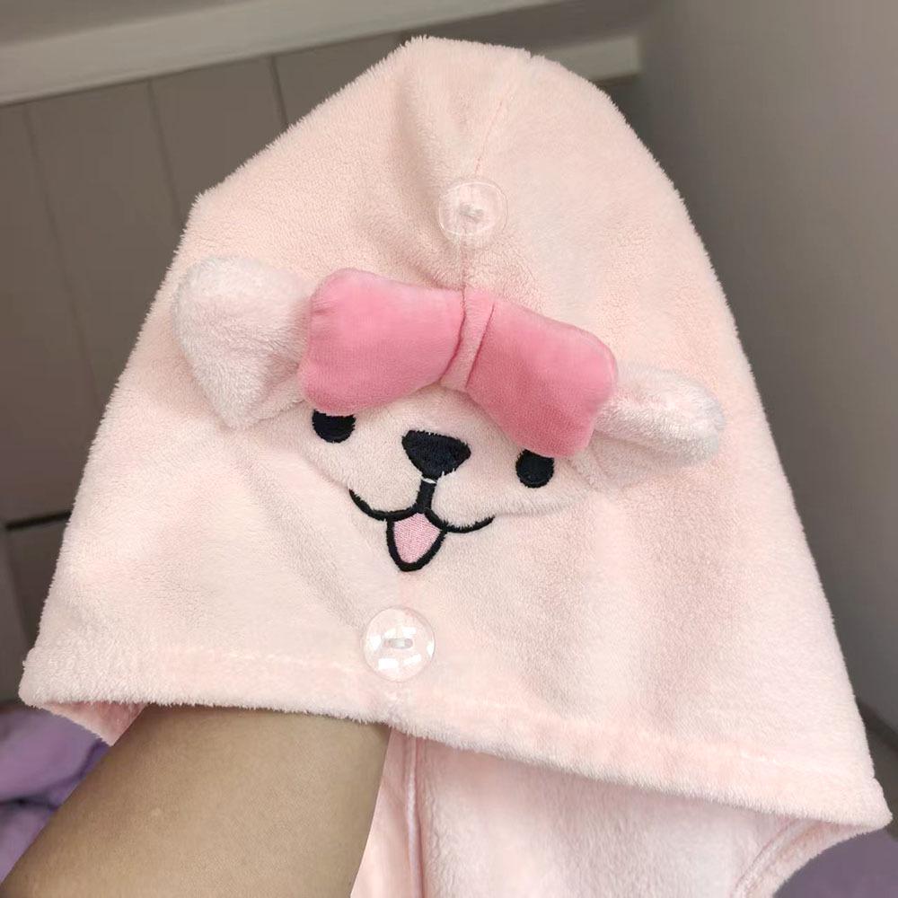 Bobbi Dog Coral Fleece Quick-Dry Hair Wrap Towel for Girls