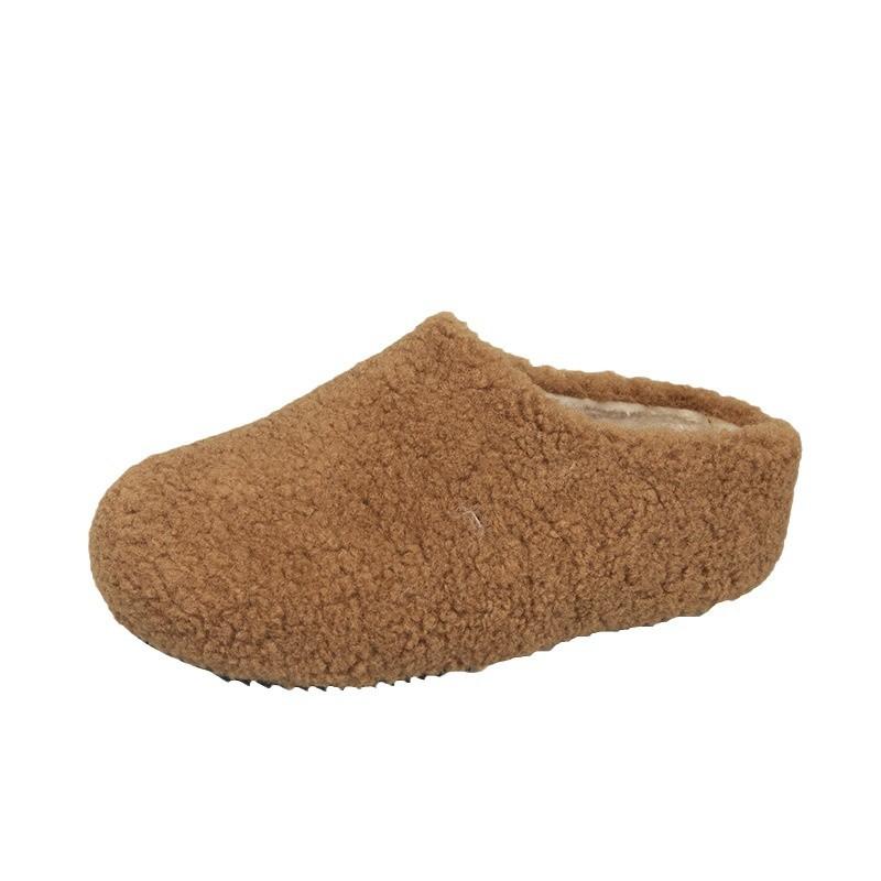 Mao Mao shoes women's fashion half slippers thick-soled bag head slippers wear versatile cotton slippers inside to increase lamb wool