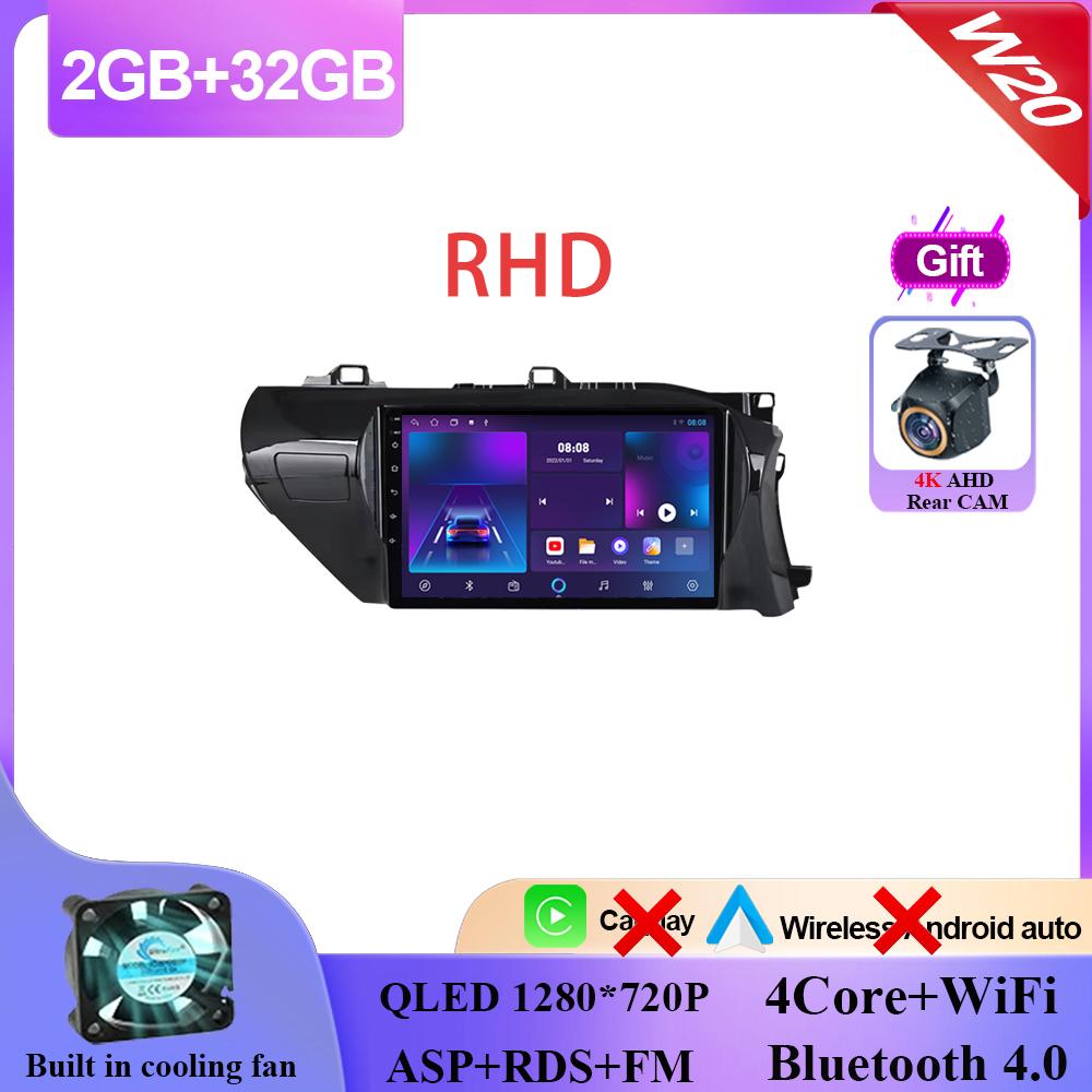 For Toyota Hilux 2015-2020 Multimedia Head Unit Car Player Android GPS Carplay Auto 4G Car BT No 2din DVD Navigation Radio Video
